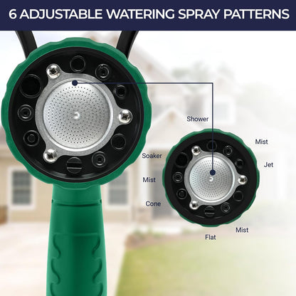 Garden Hose Nozzle, 6 Spray Patterns Heavy Duty Metal Water Nozzle with High Pressure for Watering, Cleaning, Washing (Blue)