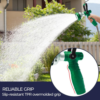 Garden Hose Nozzle, 6 Spray Patterns Heavy Duty Metal Water Nozzle with High Pressure for Watering, Cleaning, Washing (Blue)