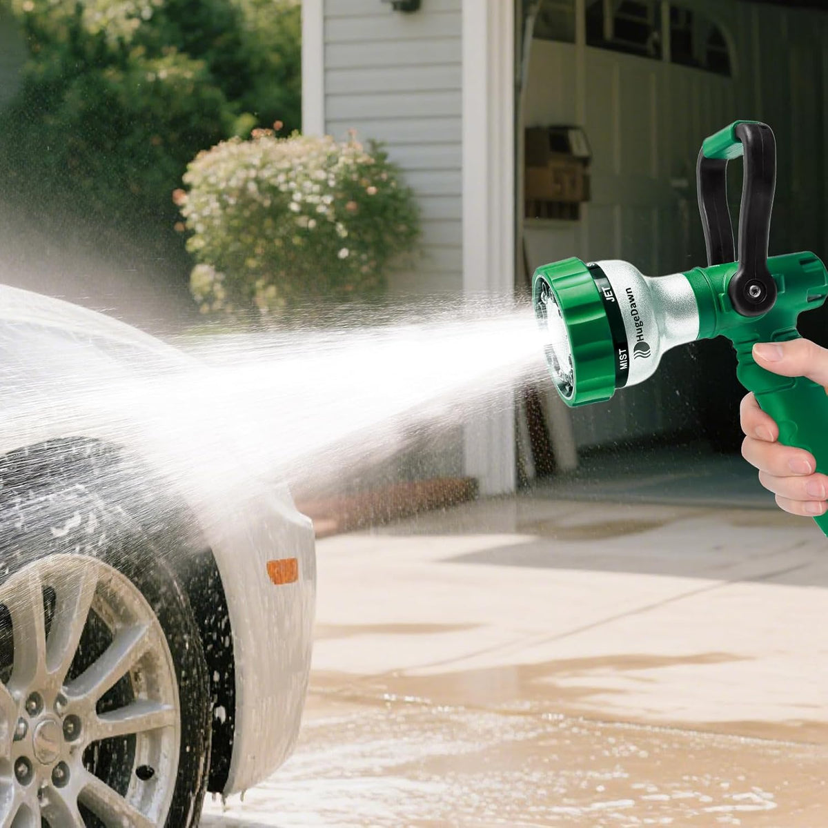 Garden Hose Nozzle, 6 Spray Patterns Heavy Duty Metal Water Nozzle with High Pressure for Watering, Cleaning, Washing (Blue)