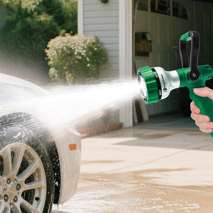 Garden Hose Nozzle, 6 Spray Patterns Heavy Duty Metal Water Nozzle with High Pressure for Watering, Cleaning, Washing (Blue)