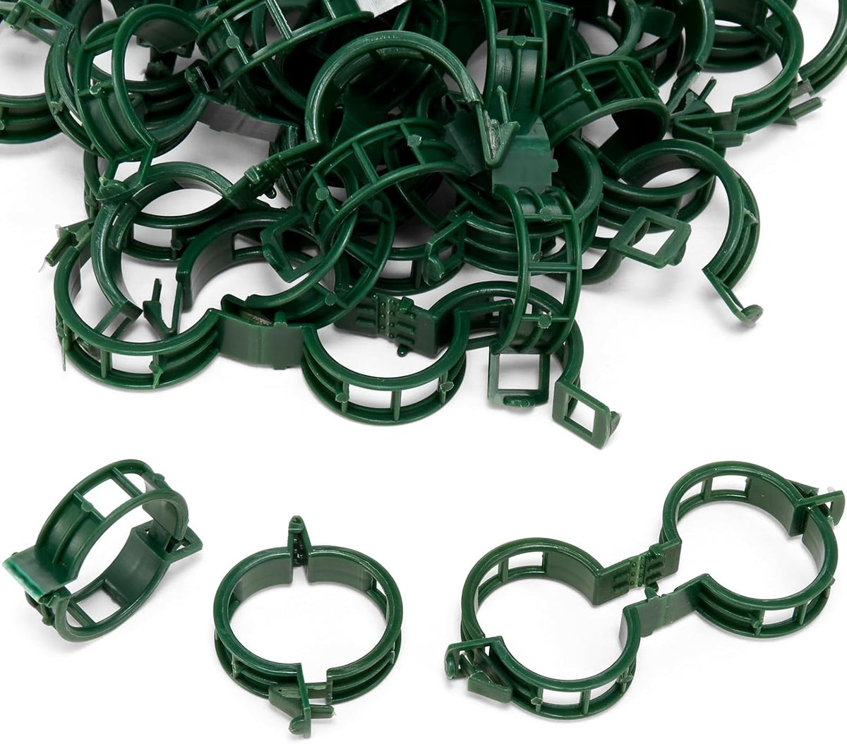 Plant Support Clips 100 PCS, Tomato Vine Clips, Trellis Plastic Clips, Garden Vine Fixing Clips for Climbing Plants, Tomato, Grape, Vegetables and Plants Stalks, Green