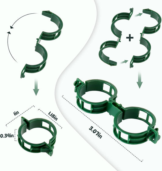 Plant Support Clips 100 PCS, Tomato Vine Clips, Trellis Plastic Clips, Garden Vine Fixing Clips for Climbing Plants, Tomato, Grape, Vegetables and Plants Stalks, Green