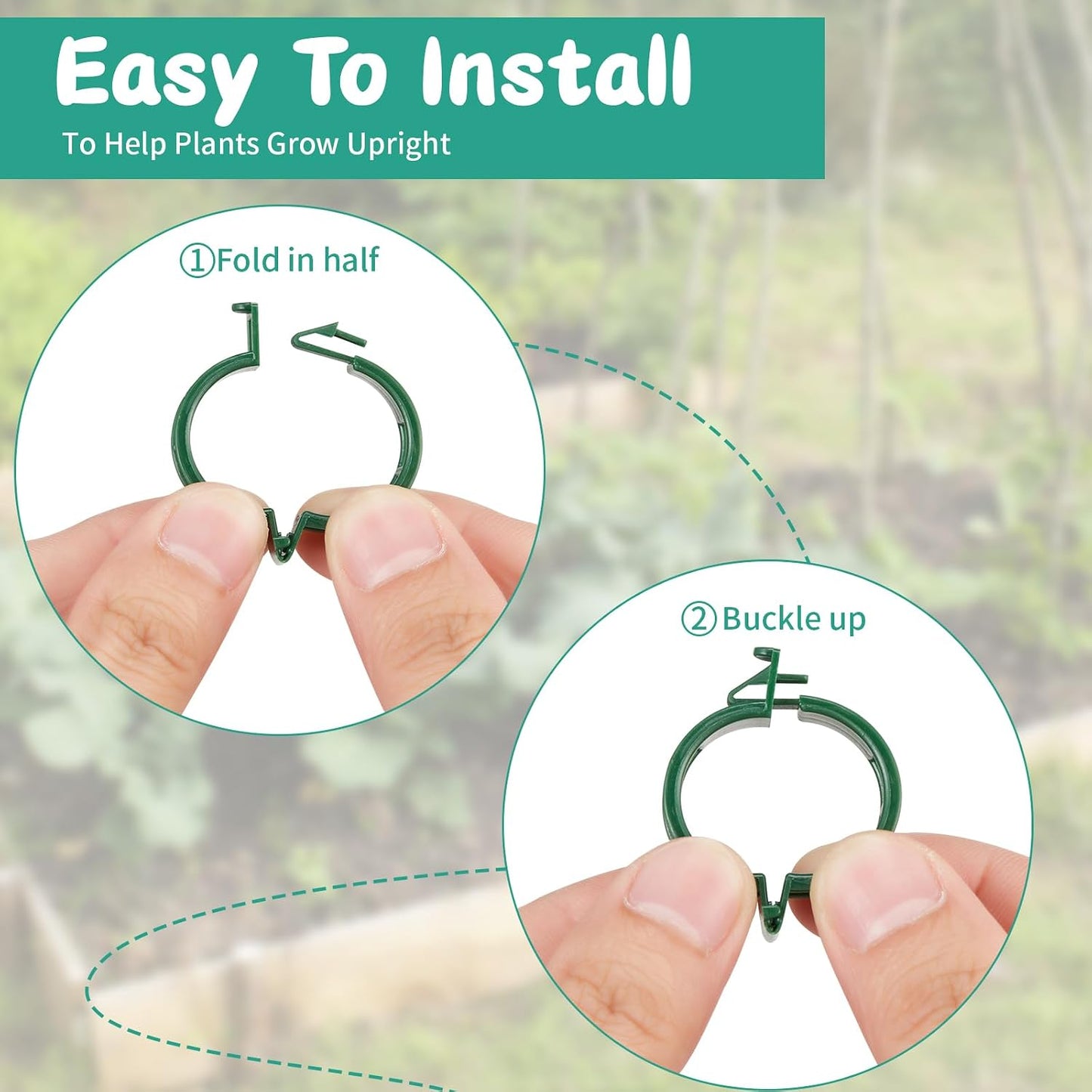 Plant Support Clips 100 PCS, Tomato Vine Clips, Trellis Plastic Clips, Garden Vine Fixing Clips for Climbing Plants, Tomato, Grape, Vegetables and Plants Stalks, Green