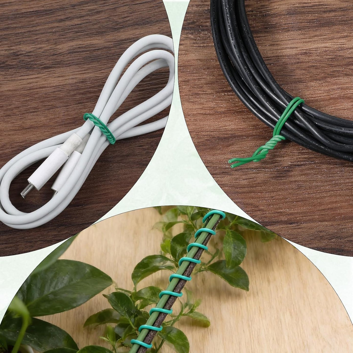 200 Pcs 6 Inch Twist Ties for Plastic Bags, Garden Ties for Plants Round Cable Bread Ties Reusable Plant Tie for Indoor Plants Christmas Holiday Tree Decors Cable Organization Household Office Use