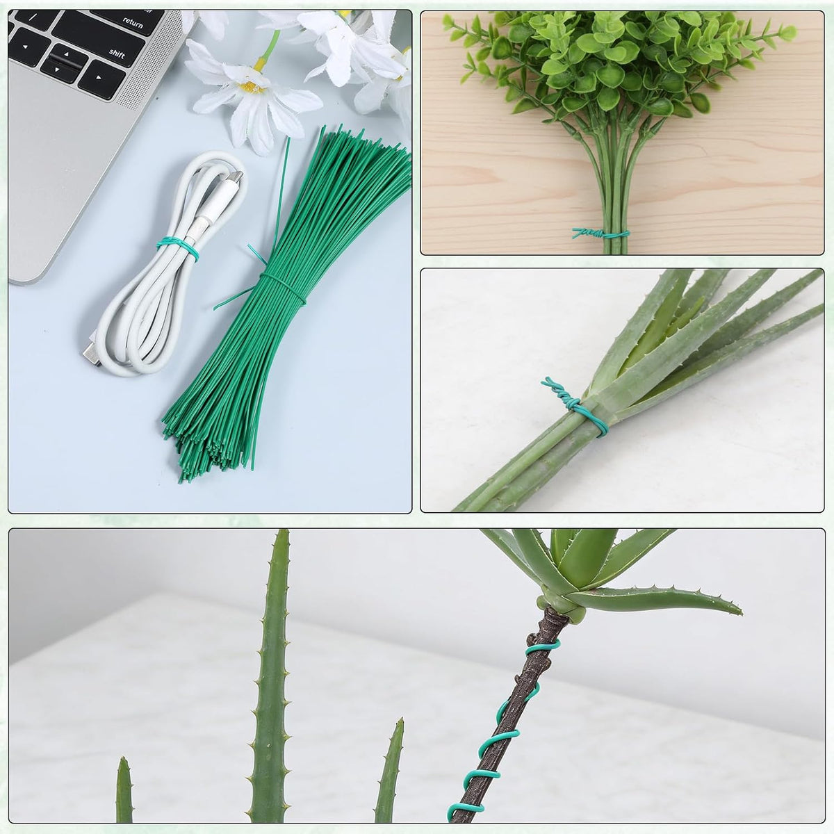 200 Pcs 6 Inch Twist Ties for Plastic Bags, Garden Ties for Plants Round Cable Bread Ties Reusable Plant Tie for Indoor Plants Christmas Holiday Tree Decors Cable Organization Household Office Use
