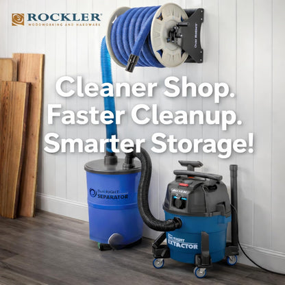 Rockler Wall Mount Vacuum Hose Reel Holds 40 ft 1-1/2 Inch Hose