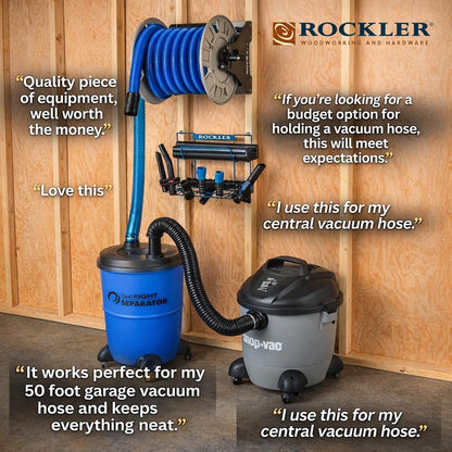 Rockler Wall Mount Vacuum Hose Reel Holds 40 ft 1-1/2 Inch Hose
