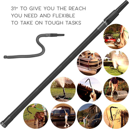 Bernini FlexEnd Garden Wand, Flexible Hose Sprayer with Fireman Nozzle for Versatile Watering and Cleaning - 31" Reach, Black