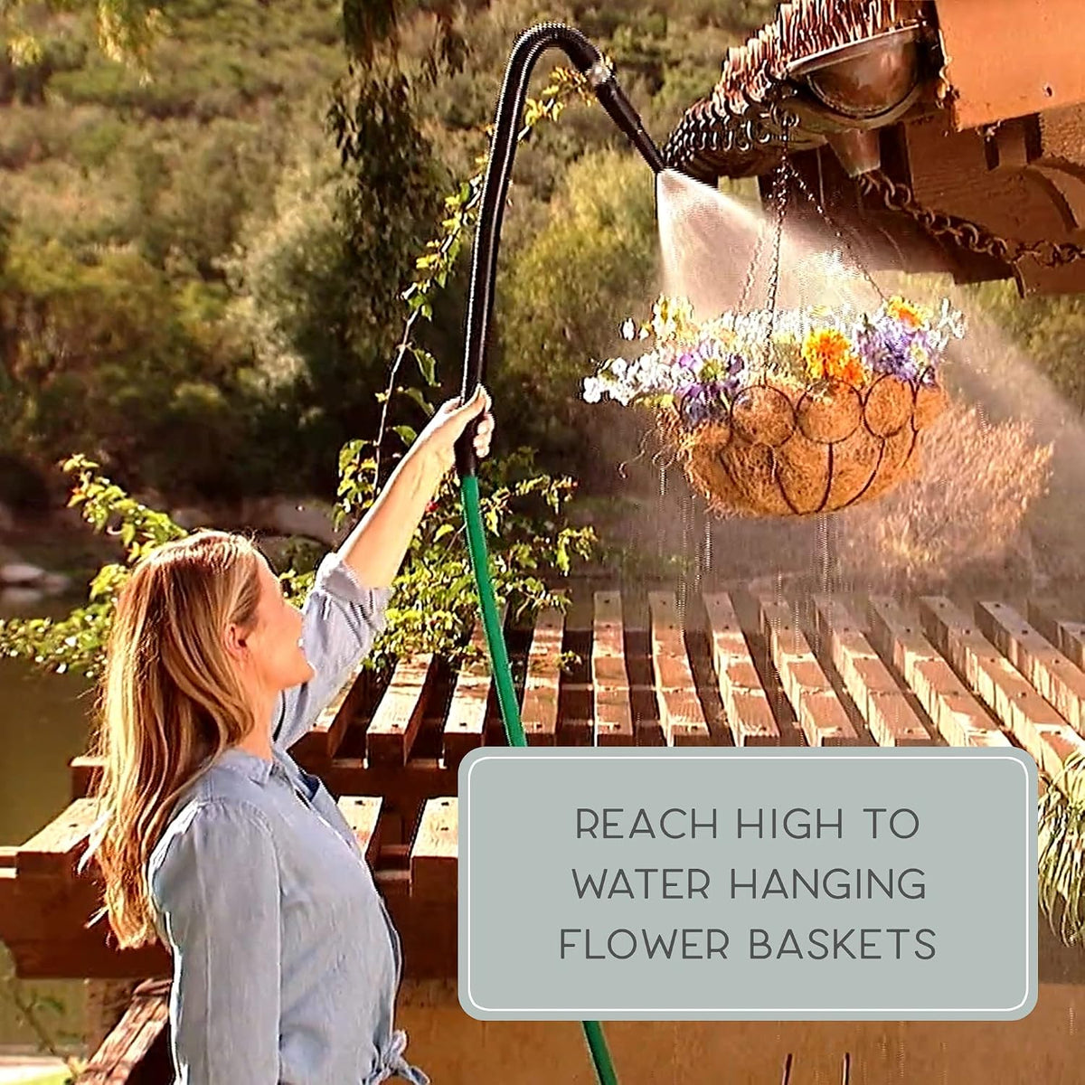 Bernini FlexEnd Garden Wand, Flexible Hose Sprayer with Fireman Nozzle for Versatile Watering and Cleaning - 31" Reach, Black