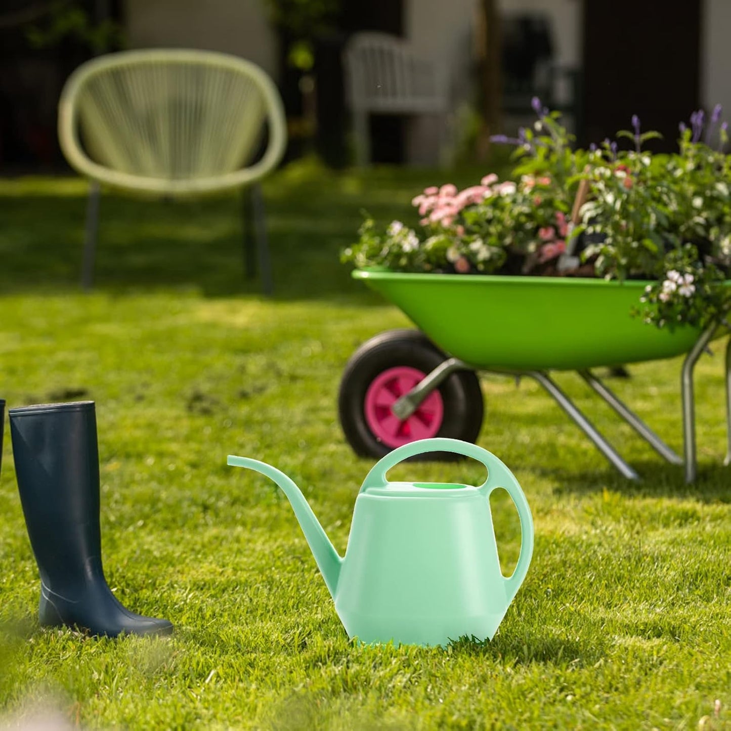 Plastic Watering Can, 1-Gallon, Pine Green
