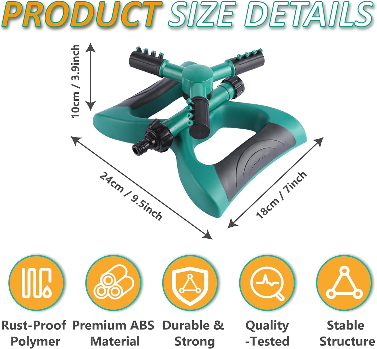 Sprinklers for Yard, 360° Rotating Lawn Sprinkler, Water Saving Sprinkler for Large Area Coverage, Multifunctional Sprinklers for Lawn, Garden, Kids, Pets Playing