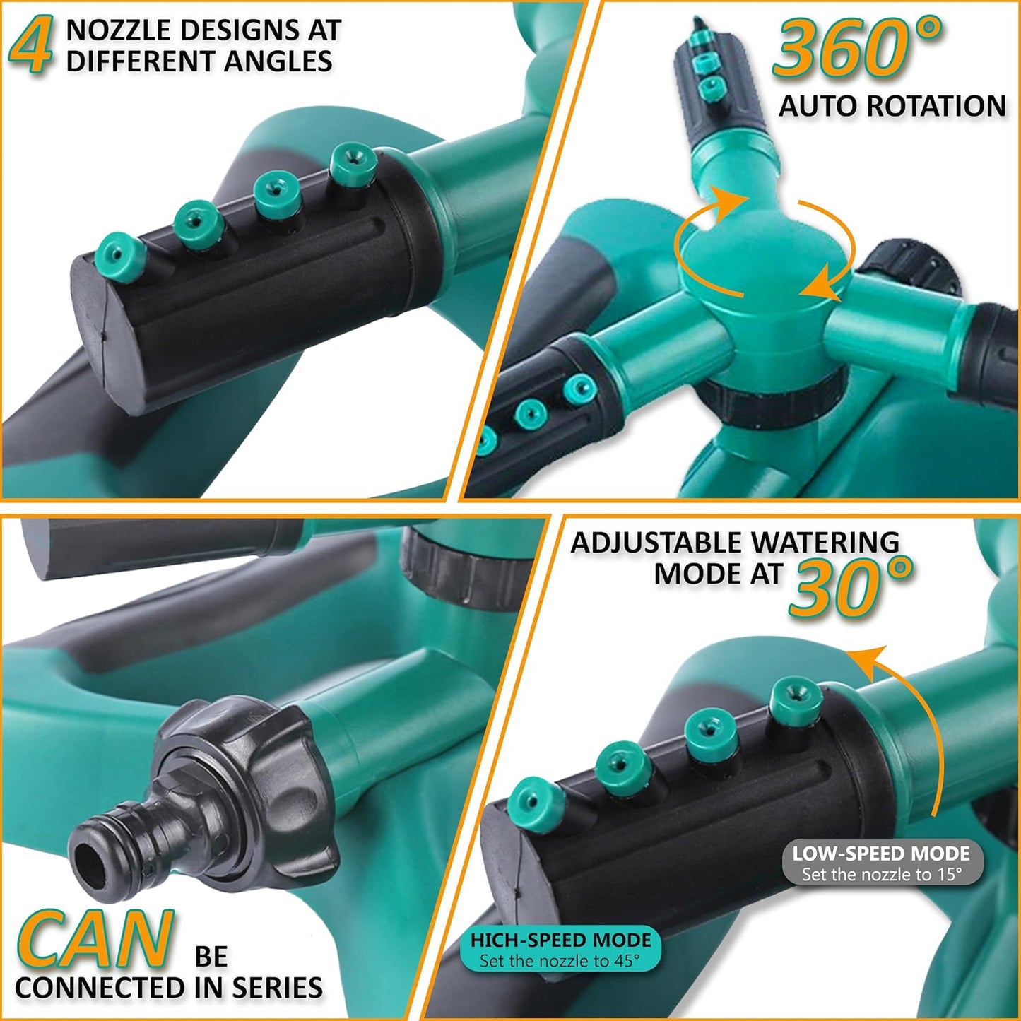 Sprinklers for Yard, 360° Rotating Lawn Sprinkler, Water Saving Sprinkler for Large Area Coverage, Multifunctional Sprinklers for Lawn, Garden, Kids, Pets Playing
