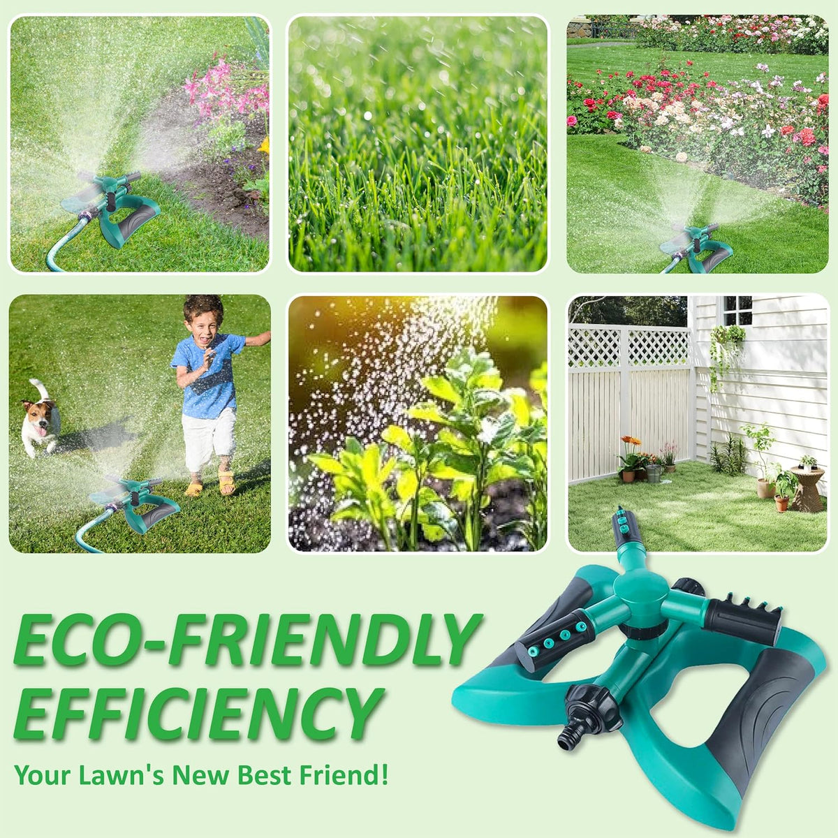 Sprinklers for Yard, 360° Rotating Lawn Sprinkler, Water Saving Sprinkler for Large Area Coverage, Multifunctional Sprinklers for Lawn, Garden, Kids, Pets Playing