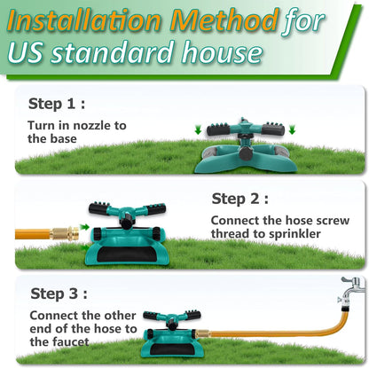 Sprinklers for Yard, 360° Rotating Lawn Sprinkler, Water Saving Sprinkler for Large Area Coverage, Multifunctional Sprinklers for Lawn, Garden, Kids, Pets Playing