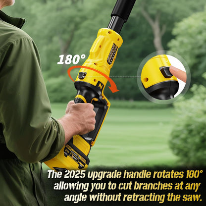 2-IN-1 Electric Pole Pruning Shears, 1.6" Cutting Diameter-Brushless Motor, Cordless Power Pruner with Extension Pole, Total Reach of Max 15.58FT, 2×4.0Ah Battery, SK5 Blade×2, LCD,for Garden Trimming