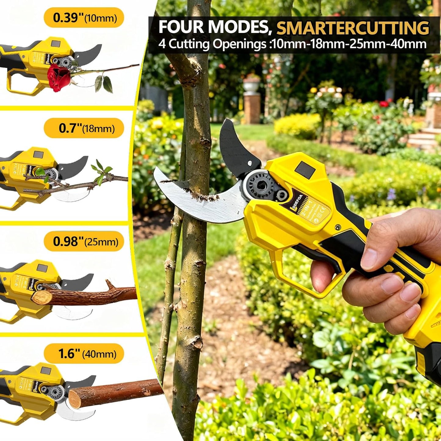 2-IN-1 Electric Pole Pruning Shears, 1.6" Cutting Diameter-Brushless Motor, Cordless Power Pruner with Extension Pole, Total Reach of Max 15.58FT, 2×4.0Ah Battery, SK5 Blade×2, LCD,for Garden Trimming