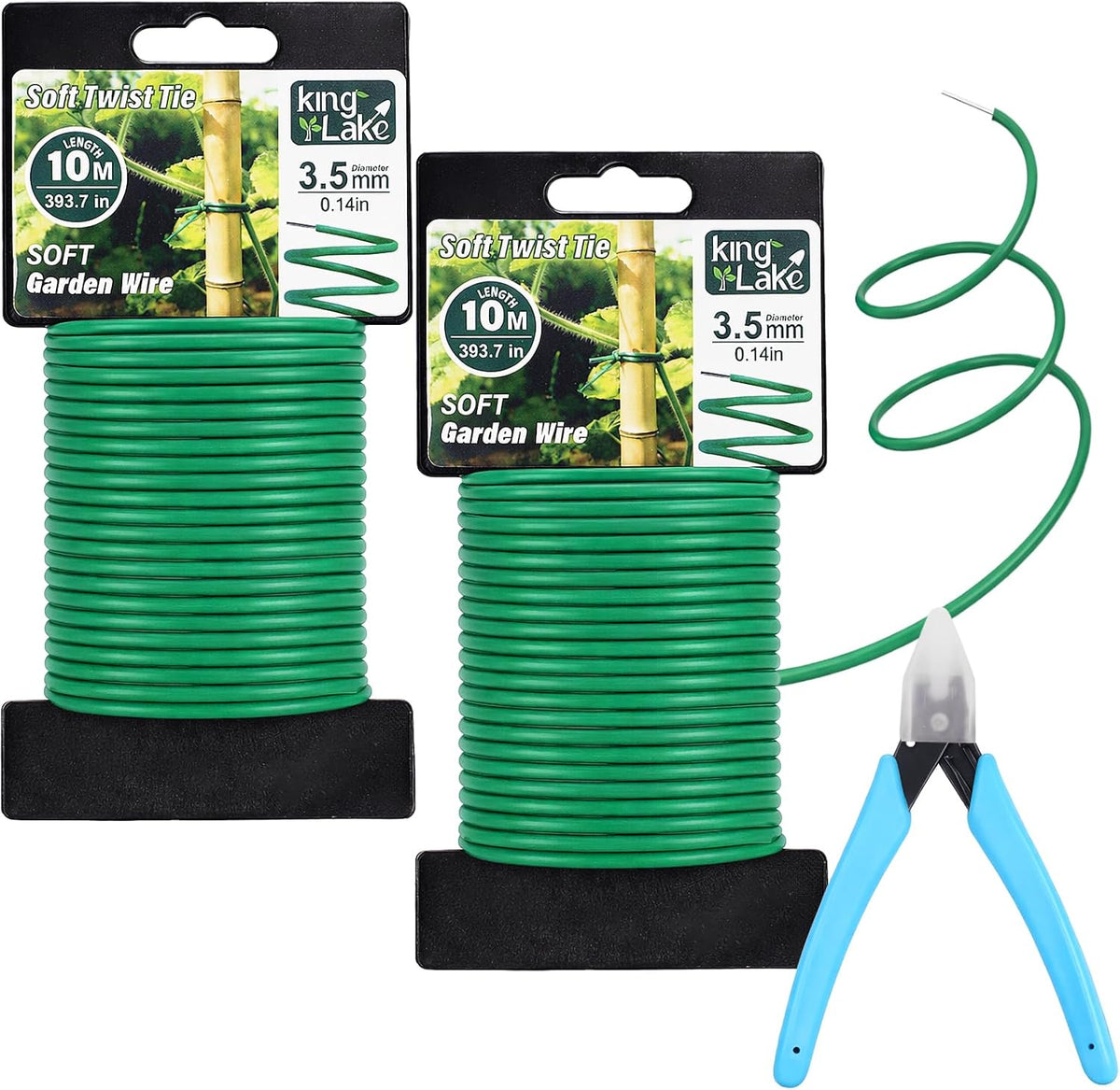 Green Garden Wire with Pliers - 66 Feet 3.5mm Garden Ties Soft Plant Twist Ties Plant Wire for Climbing Plants Tomatoes Support Vines Vegetables Flowers Indoor & Outdoor Gardening Training