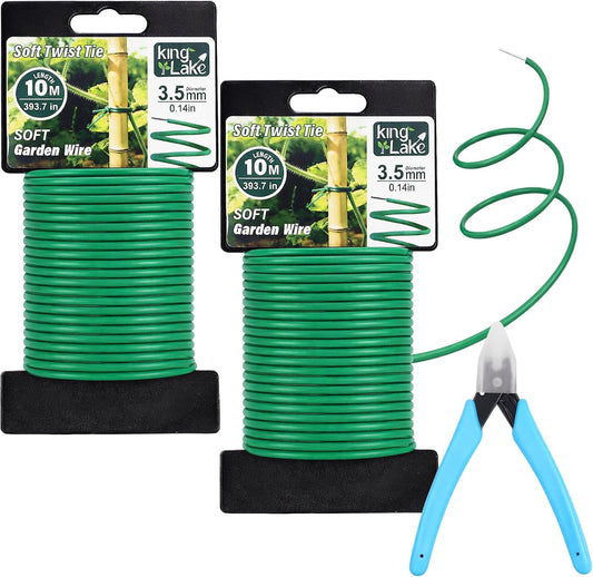 Green Garden Wire with Pliers - 66 Feet 3.5mm Garden Ties Soft Plant Twist Ties Plant Wire for Climbing Plants Tomatoes Support Vines Vegetables Flowers Indoor & Outdoor Gardening Training