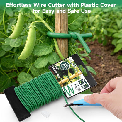 Green Garden Wire with Pliers - 66 Feet 3.5mm Garden Ties Soft Plant Twist Ties Plant Wire for Climbing Plants Tomatoes Support Vines Vegetables Flowers Indoor & Outdoor Gardening Training