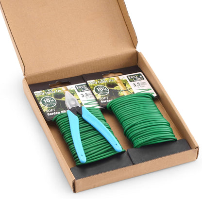 Green Garden Wire with Pliers - 66 Feet 3.5mm Garden Ties Soft Plant Twist Ties Plant Wire for Climbing Plants Tomatoes Support Vines Vegetables Flowers Indoor & Outdoor Gardening Training