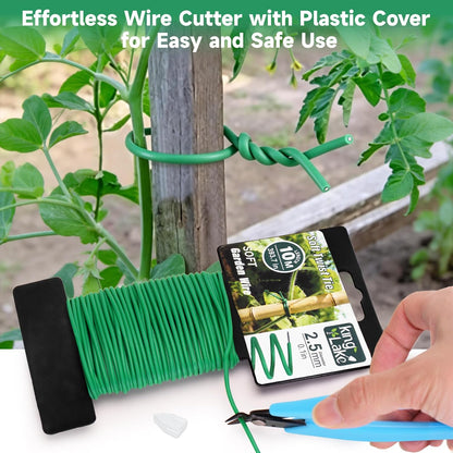Green Garden Wire with Pliers - 66 Feet 3.5mm Garden Ties Soft Plant Twist Ties Plant Wire for Climbing Plants Tomatoes Support Vines Vegetables Flowers Indoor & Outdoor Gardening Training