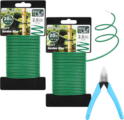Green Garden Wire with Pliers - 66 Feet 3.5mm Garden Ties Soft Plant Twist Ties Plant Wire for Climbing Plants Tomatoes Support Vines Vegetables Flowers Indoor & Outdoor Gardening Training