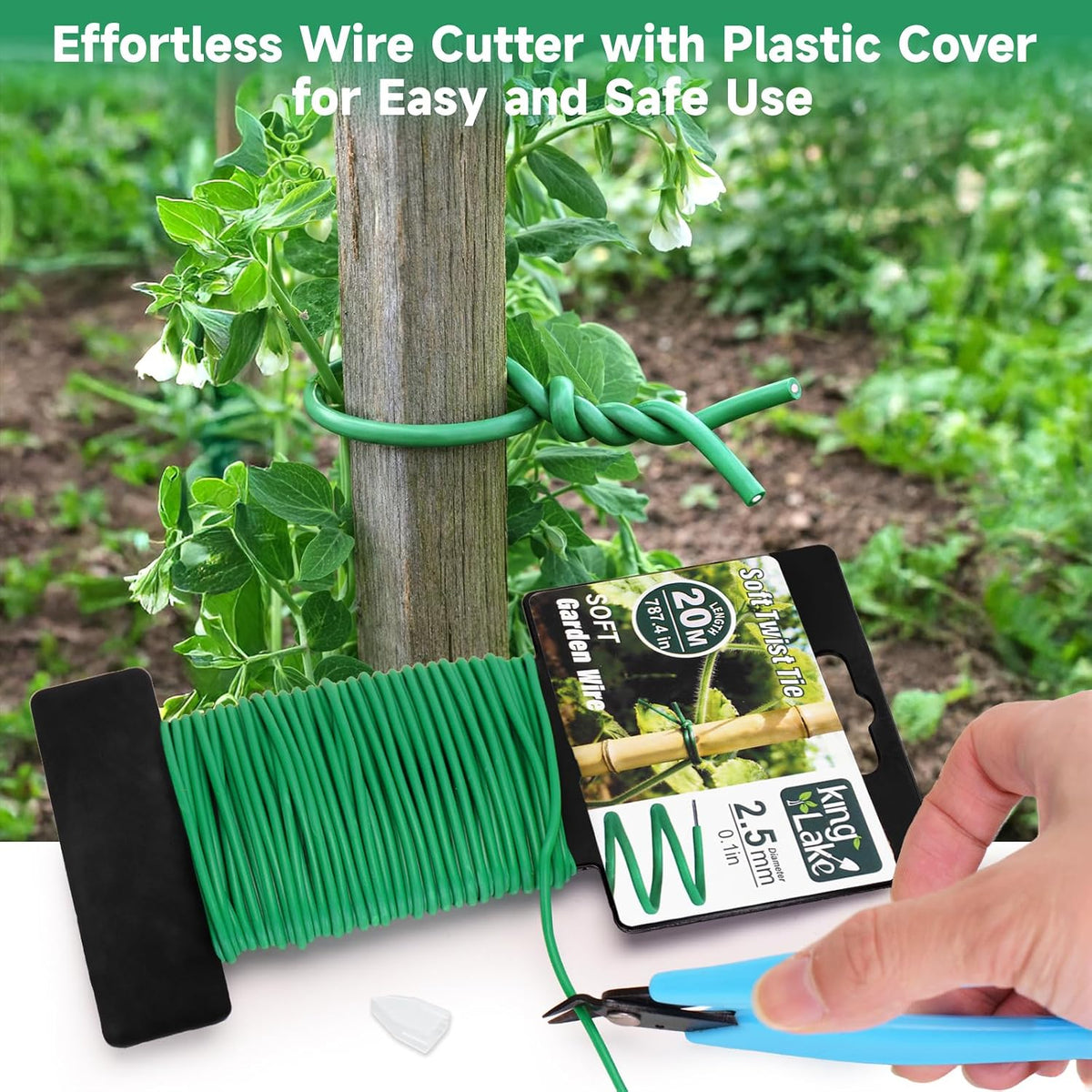 Green Garden Wire with Pliers - 66 Feet 3.5mm Garden Ties Soft Plant Twist Ties Plant Wire for Climbing Plants Tomatoes Support Vines Vegetables Flowers Indoor & Outdoor Gardening Training