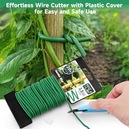Green Garden Wire with Pliers - 66 Feet 3.5mm Garden Ties Soft Plant Twist Ties Plant Wire for Climbing Plants Tomatoes Support Vines Vegetables Flowers Indoor & Outdoor Gardening Training