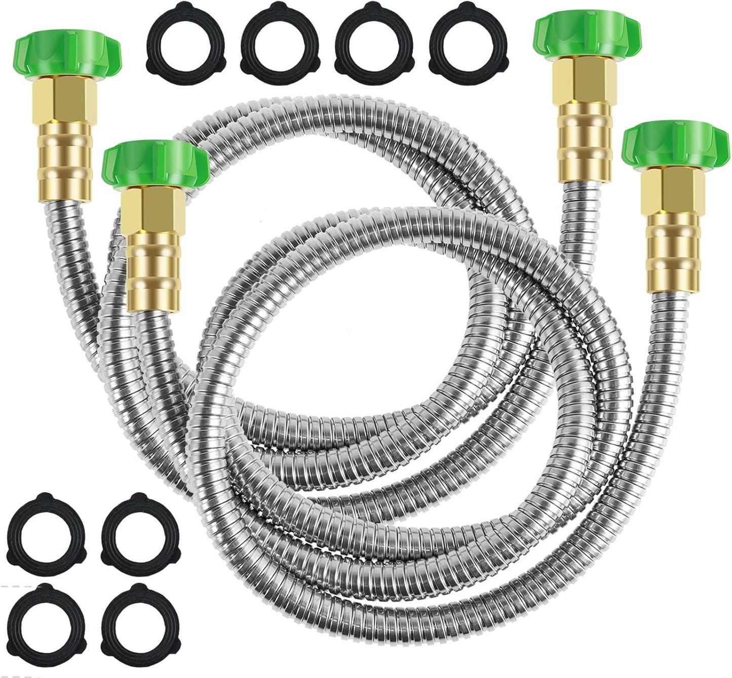 Short Garden Hose 5 FT, 304 Stainless Steel Garden Leader Hose with Female to Male Metal Connector, Leak Proof Drinking Water Hoses, Flexible Lightweight Extension Connection Pipe for Cleaning Car