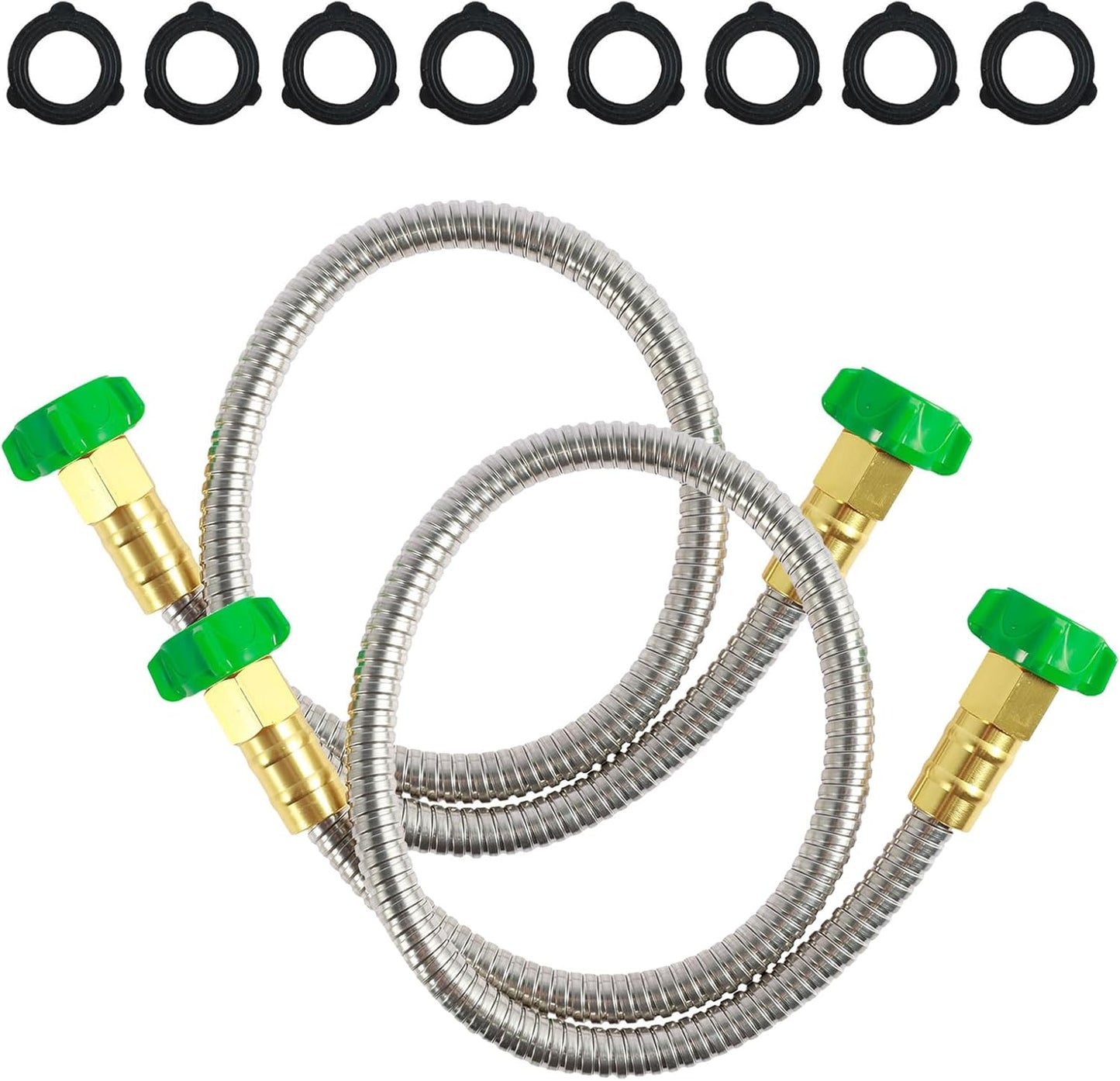 Short Garden Hose 5 FT, 304 Stainless Steel Garden Leader Hose with Female to Male Metal Connector, Leak Proof Drinking Water Hoses, Flexible Lightweight Extension Connection Pipe for Cleaning Car