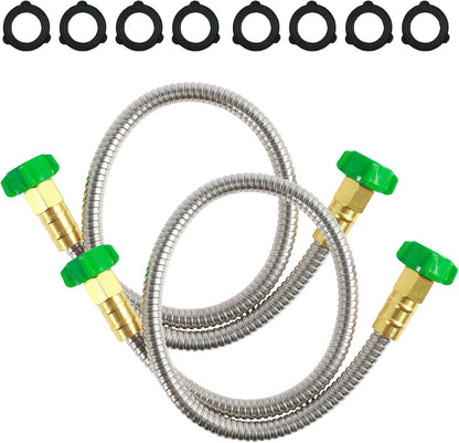 Short Garden Hose 5 FT, 304 Stainless Steel Garden Leader Hose with Female to Male Metal Connector, Leak Proof Drinking Water Hoses, Flexible Lightweight Extension Connection Pipe for Cleaning Car