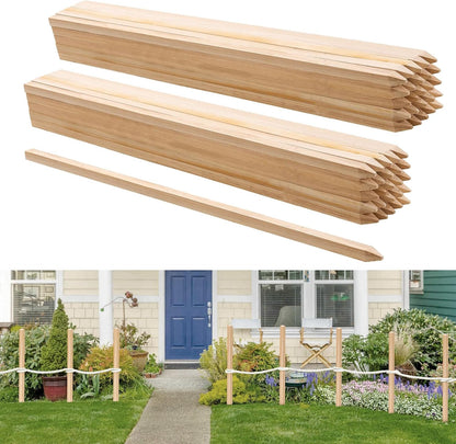 Wooden Garden Stakes, 50 Pcs 36x0.75x0.75 in Survey Grading Stakes, Garden Ground Stake with Sharp Point, Fir Wood Plant Support Stake, Sign Posts for Silt Fence Backyard Boundaries Baselines