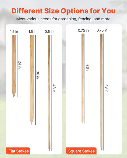 Wooden Garden Stakes, 50 Pcs 36x0.75x0.75 in Survey Grading Stakes, Garden Ground Stake with Sharp Point, Fir Wood Plant Support Stake, Sign Posts for Silt Fence Backyard Boundaries Baselines