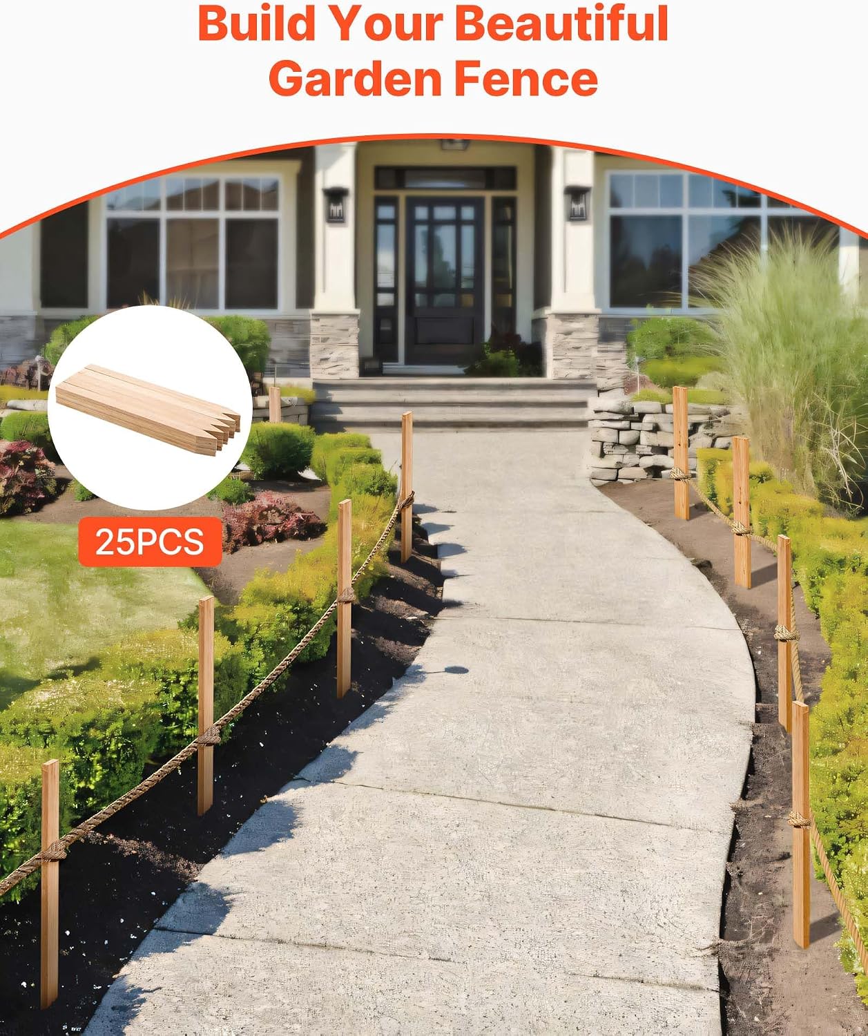 Wooden Garden Stakes, 50 Pcs 36x0.75x0.75 in Survey Grading Stakes, Garden Ground Stake with Sharp Point, Fir Wood Plant Support Stake, Sign Posts for Silt Fence Backyard Boundaries Baselines
