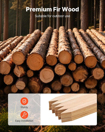 Wooden Garden Stakes, 50 Pcs 36x0.75x0.75 in Survey Grading Stakes, Garden Ground Stake with Sharp Point, Fir Wood Plant Support Stake, Sign Posts for Silt Fence Backyard Boundaries Baselines