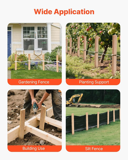 Wooden Garden Stakes, 50 Pcs 36x0.75x0.75 in Survey Grading Stakes, Garden Ground Stake with Sharp Point, Fir Wood Plant Support Stake, Sign Posts for Silt Fence Backyard Boundaries Baselines