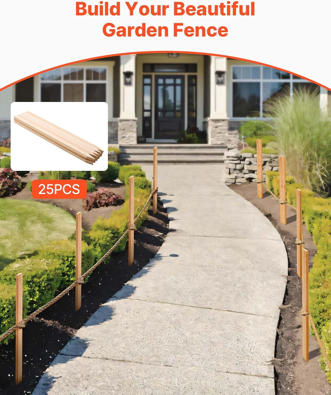 Wooden Garden Stakes, 50 Pcs 36x0.75x0.75 in Survey Grading Stakes, Garden Ground Stake with Sharp Point, Fir Wood Plant Support Stake, Sign Posts for Silt Fence Backyard Boundaries Baselines