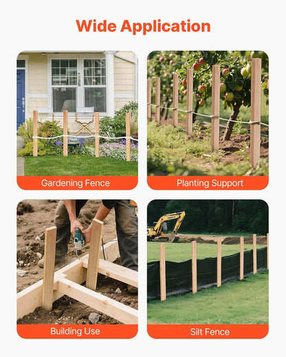 Wooden Garden Stakes, 50 Pcs 36x0.75x0.75 in Survey Grading Stakes, Garden Ground Stake with Sharp Point, Fir Wood Plant Support Stake, Sign Posts for Silt Fence Backyard Boundaries Baselines