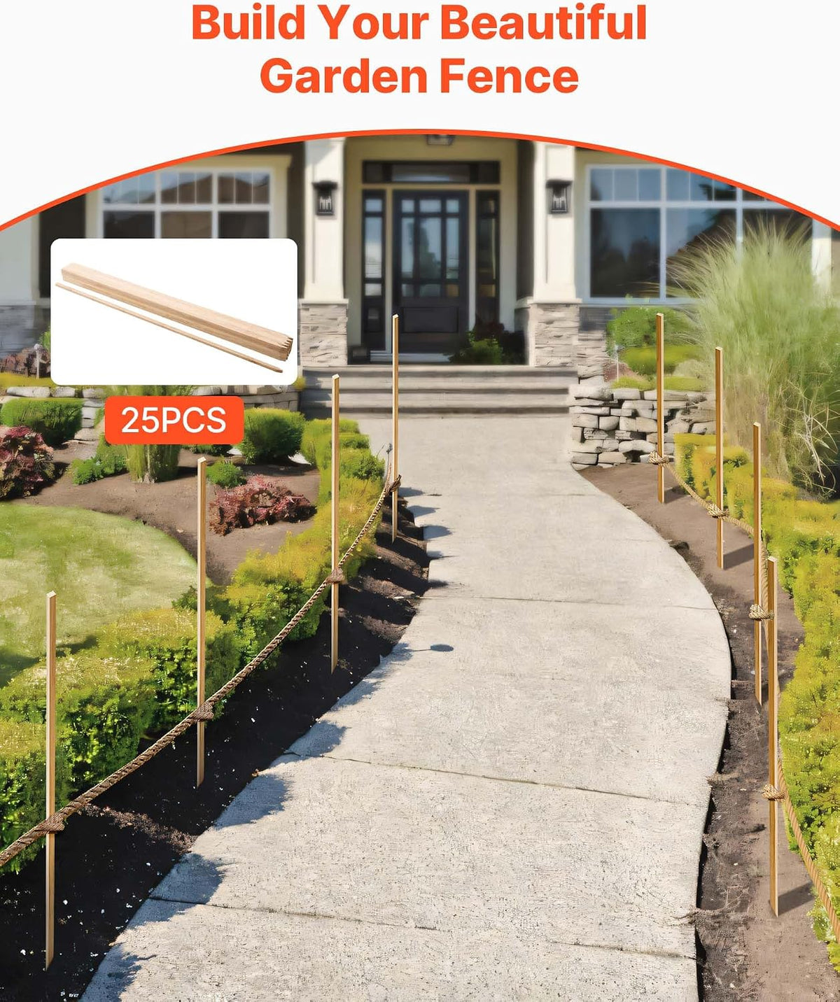 Wooden Garden Stakes, 50 Pcs 36x0.75x0.75 in Survey Grading Stakes, Garden Ground Stake with Sharp Point, Fir Wood Plant Support Stake, Sign Posts for Silt Fence Backyard Boundaries Baselines