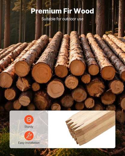 Wooden Garden Stakes, 50 Pcs 36x0.75x0.75 in Survey Grading Stakes, Garden Ground Stake with Sharp Point, Fir Wood Plant Support Stake, Sign Posts for Silt Fence Backyard Boundaries Baselines