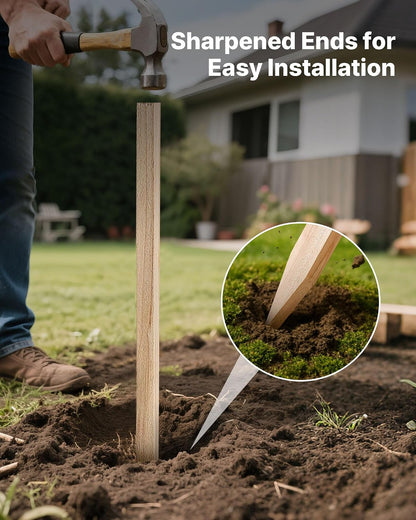 Wooden Garden Stakes, 50 Pcs 36x0.75x0.75 in Survey Grading Stakes, Garden Ground Stake with Sharp Point, Fir Wood Plant Support Stake, Sign Posts for Silt Fence Backyard Boundaries Baselines