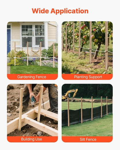 Wooden Garden Stakes, 50 Pcs 36x0.75x0.75 in Survey Grading Stakes, Garden Ground Stake with Sharp Point, Fir Wood Plant Support Stake, Sign Posts for Silt Fence Backyard Boundaries Baselines