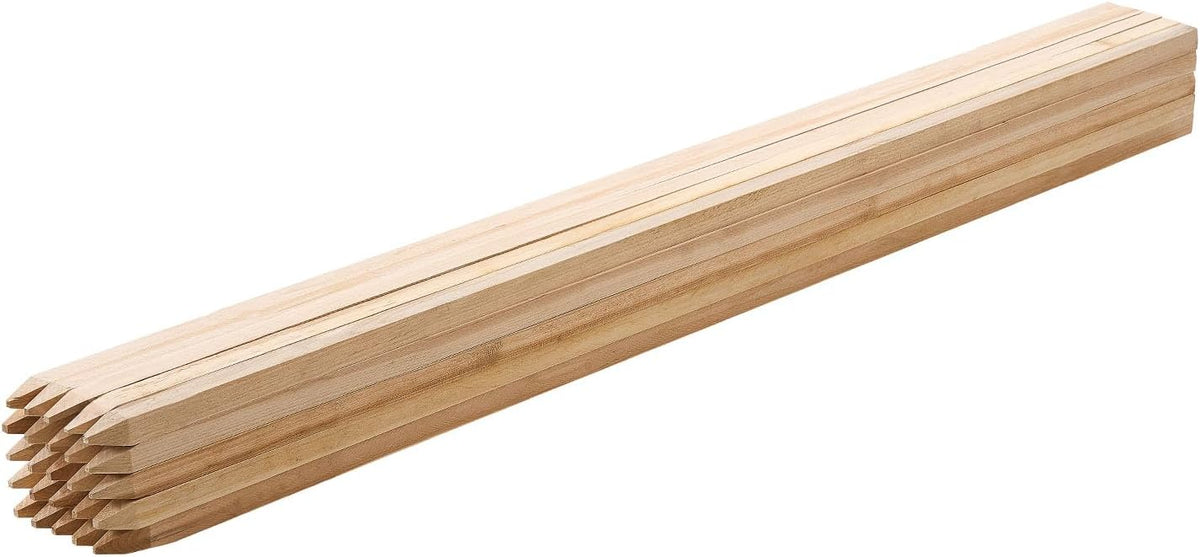 Wooden Garden Stakes, 50 Pcs 36x0.75x0.75 in Survey Grading Stakes, Garden Ground Stake with Sharp Point, Fir Wood Plant Support Stake, Sign Posts for Silt Fence Backyard Boundaries Baselines