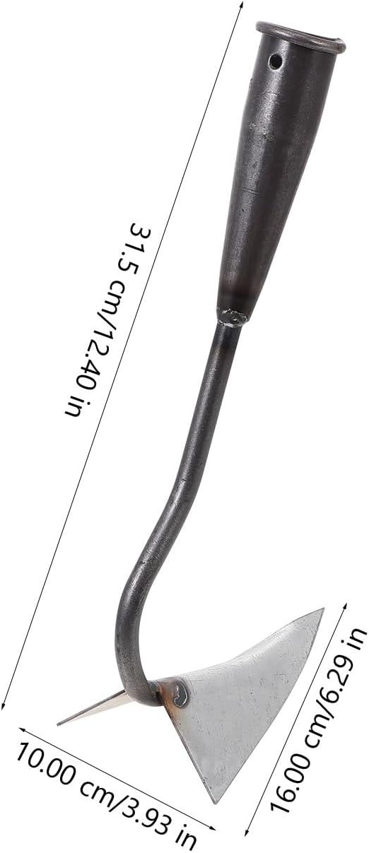 Triangle Hoe 12.4 Inch Manual Garden Cultivator with Sturdy Iron Head for Soil Digging Weeding and Manuring in Home Lawn and Farm Care