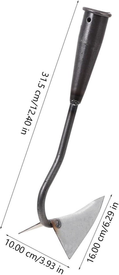 Triangle Hoe 12.4 Inch Manual Garden Cultivator with Sturdy Iron Head for Soil Digging Weeding and Manuring in Home Lawn and Farm Care