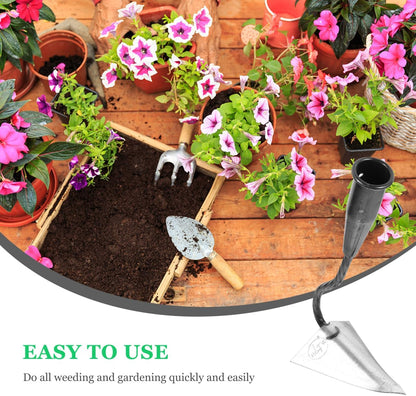Triangle Hoe 12.4 Inch Manual Garden Cultivator with Sturdy Iron Head for Soil Digging Weeding and Manuring in Home Lawn and Farm Care