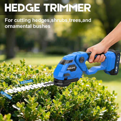 Hedge Trimmer Cordless, 21V Battery Powered Electric Hedge Trimmer Grass Shears with Battery and Charger Included, 2-in-1 Handheld Grass Cutter Shrub Trimmer for Gardens, Yards, Lawns