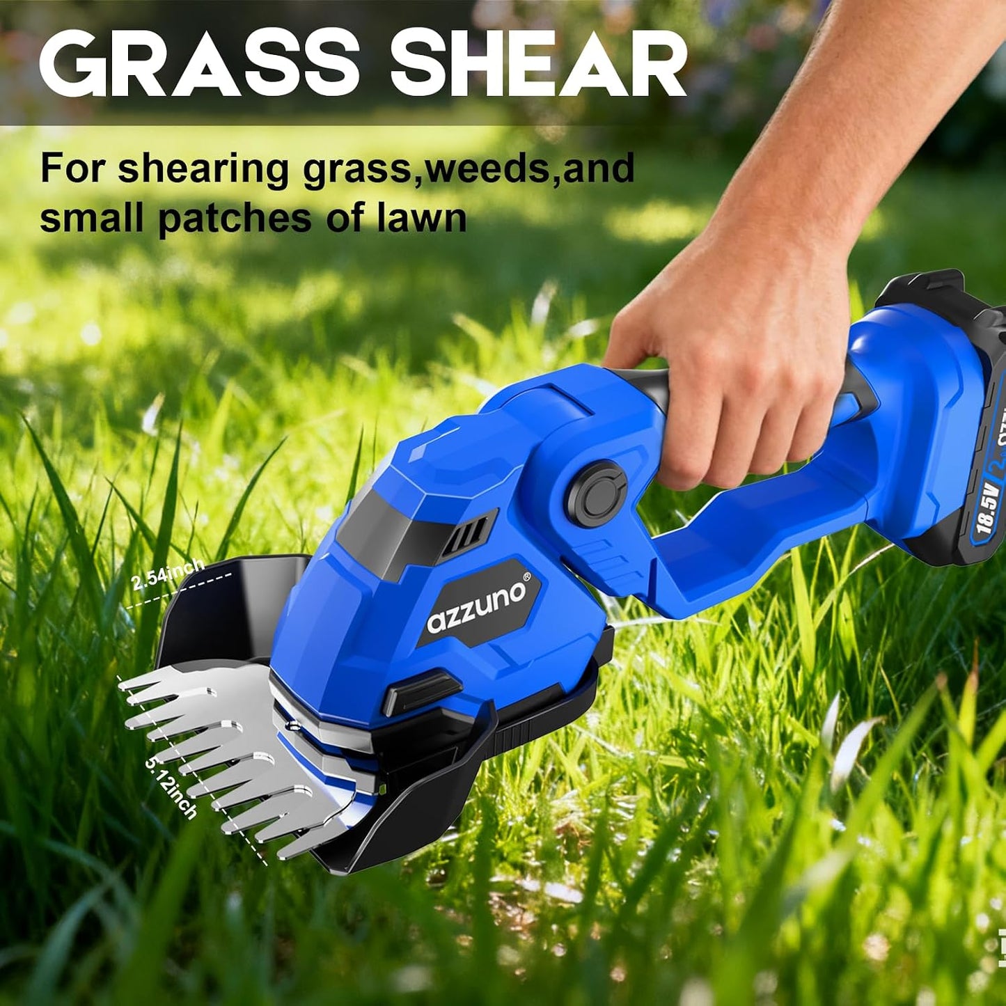 Hedge Trimmer Cordless, 21V Battery Powered Electric Hedge Trimmer Grass Shears with Battery and Charger Included, 2-in-1 Handheld Grass Cutter Shrub Trimmer for Gardens, Yards, Lawns