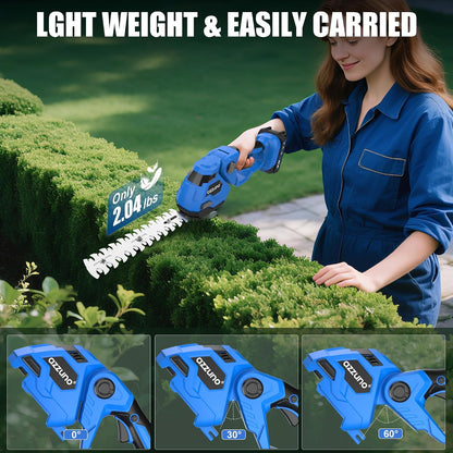 Hedge Trimmer Cordless, 21V Battery Powered Electric Hedge Trimmer Grass Shears with Battery and Charger Included, 2-in-1 Handheld Grass Cutter Shrub Trimmer for Gardens, Yards, Lawns