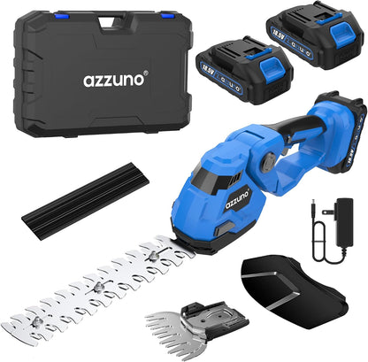 Hedge Trimmer Cordless, 21V Battery Powered Electric Hedge Trimmer Grass Shears with Battery and Charger Included, 2-in-1 Handheld Grass Cutter Shrub Trimmer for Gardens, Yards, Lawns